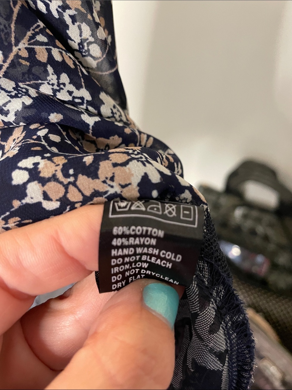 POL navy floral patchwork sheer tank with embroidered straps - Picture 5 of 6